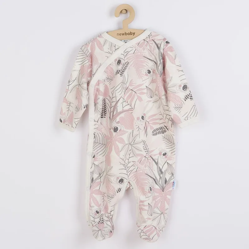 Dojčenský bavlnený overal s bočným zapínaním New Baby Lovely ružový
