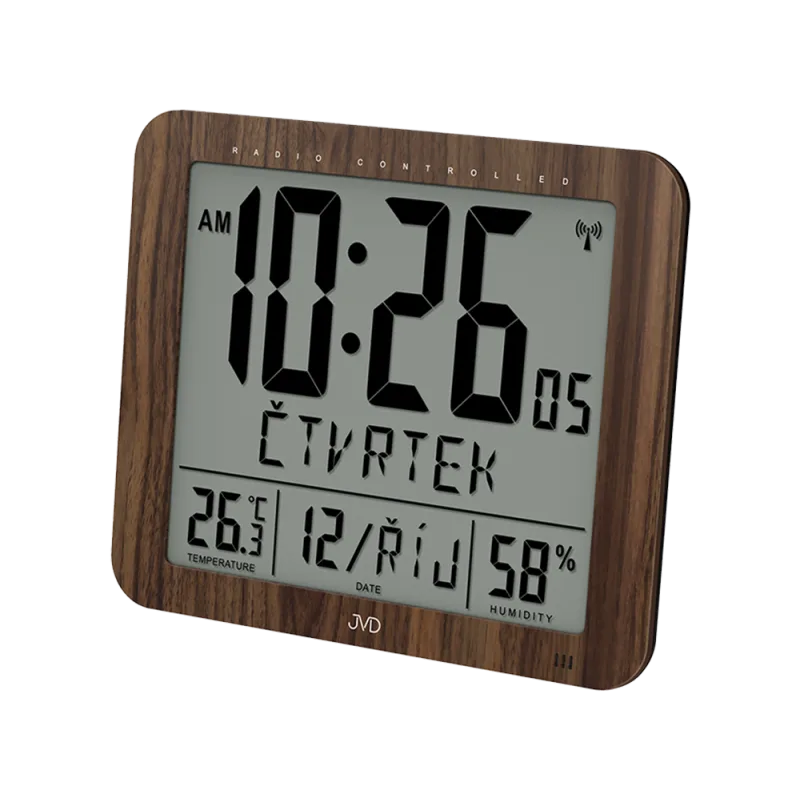 JVD Rádiem řízené digitální hodiny s budíkem JVD hnědé DH9335.2