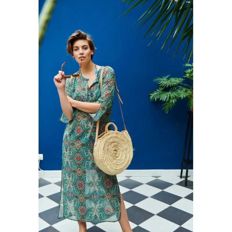 Pip Studio Dania letní šaty Moon Delight, zelené