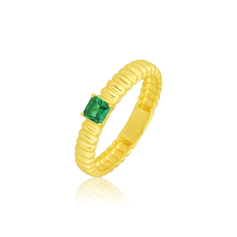 JVD Dámský zásnubní stříbrný pozlacený prsten se smaragdem SVLR0922SK6GZ53