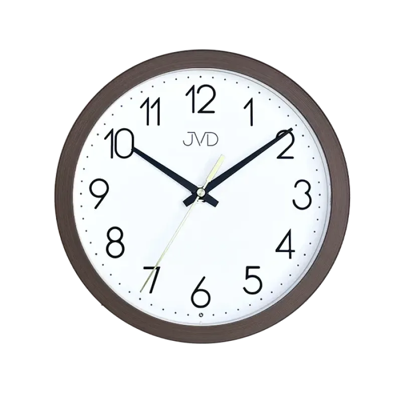 JVD Nástěnné netikající tiché hodiny JVD HA229.2 se senzorem stmívání v imitaci dřeva