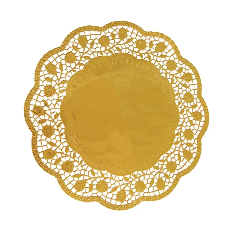 Dekorativní krajky kulaté zlaté Ø 36 cm [4 ks] (65466)