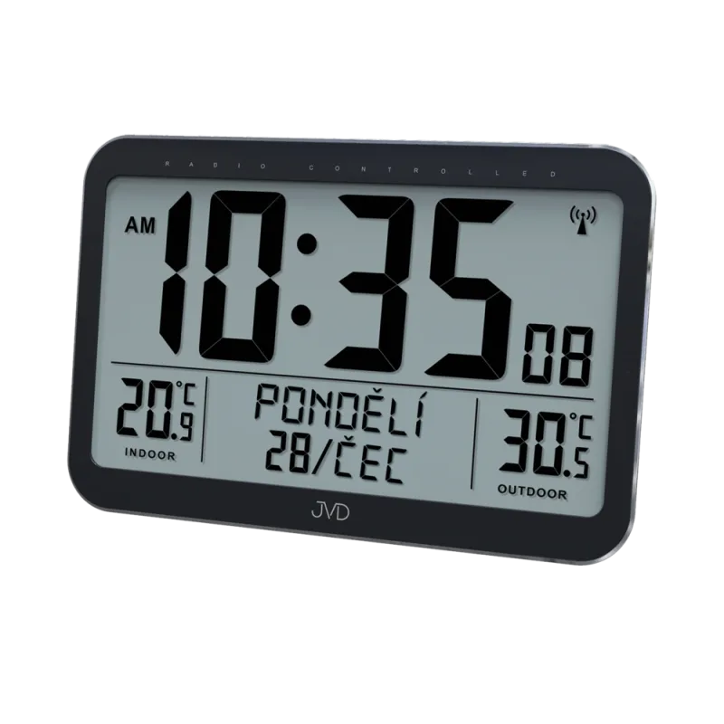 JVD Černé obrovské rádiem řízené hodiny JVD RB9385