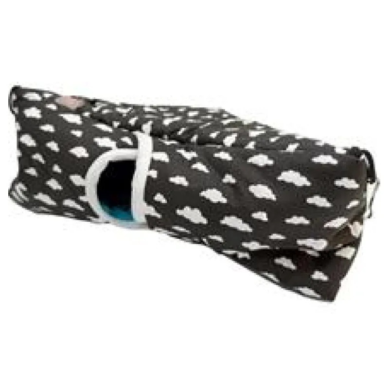 Domek rohový dr.savec závěsný, černobílé mráčky, tyrkysová minky 33x15x13cm 1 ks