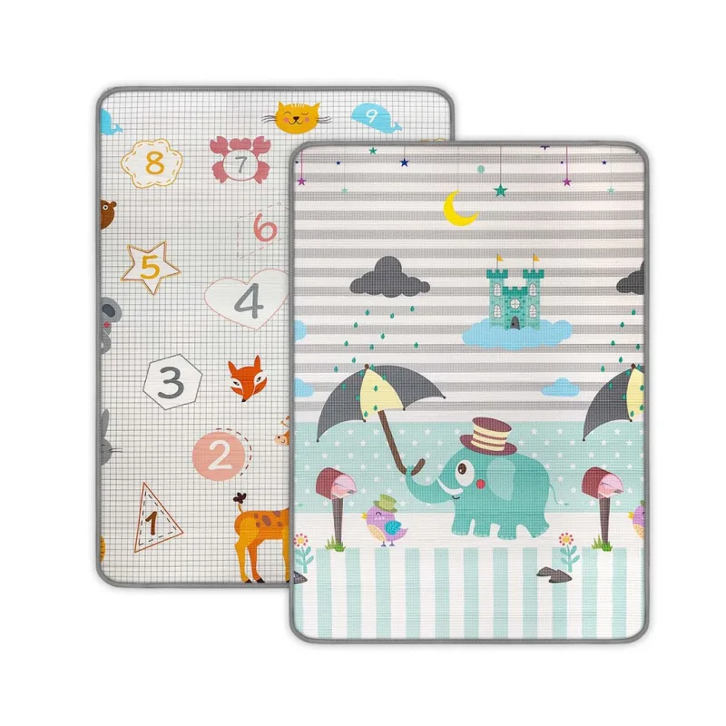 Obojstranná penová podložka Milly Mally Kinder Digits and Elephant 178x120 cm