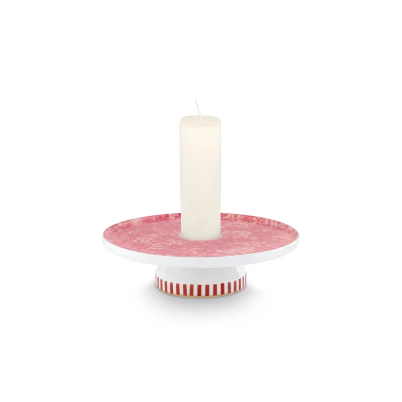 Pip Studio Royal All Over Flower svícen 14 cm, růžový