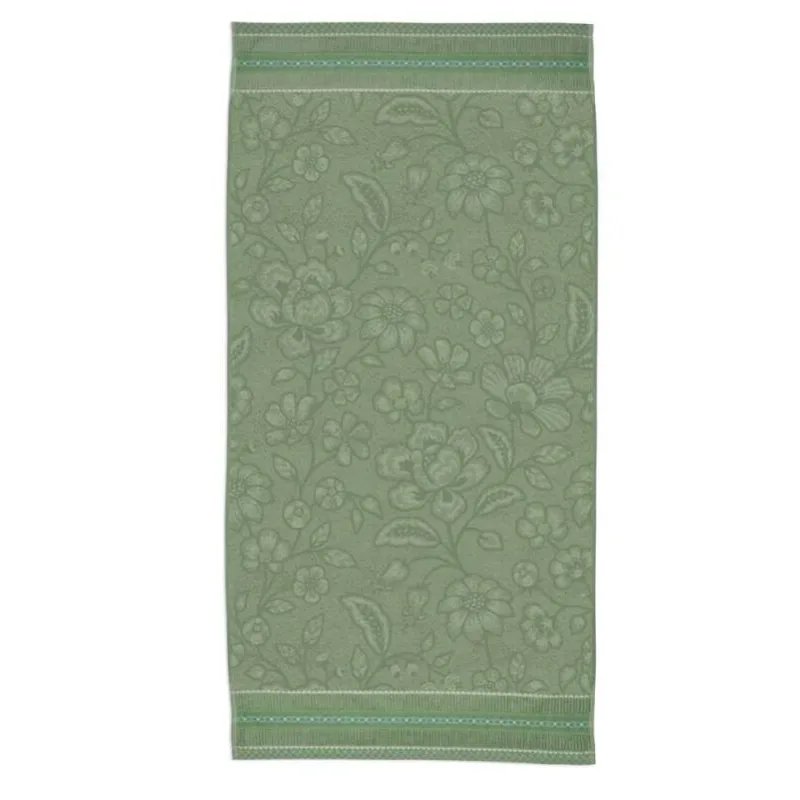 Pip Studio Jasmine Jacquard bavlněná froté osuška zelená 70x140 cm