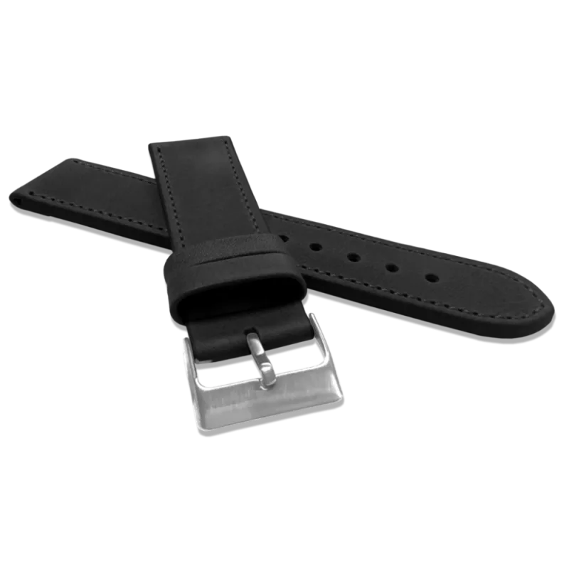 LAVVU Černý prošitý řemínek SPORT z luxusní kůže Top Grain - 22 LSAUB22