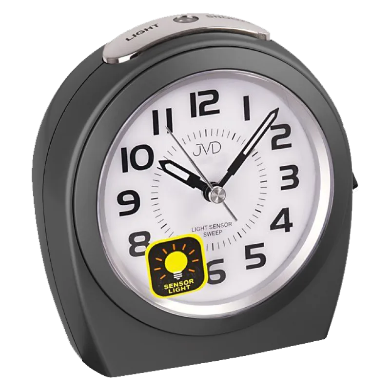 Ručkový netikající budík JVD sweep SRP910.10 se světelným senzorem