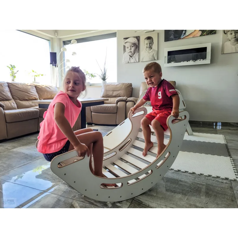 DAPAL Montessori Drevená hojdačka – XL 110 x 500 x 46 cm biela