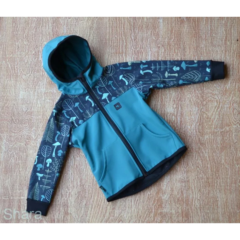 Softshellová bunda - petrolej/huby, veľ. 80-116