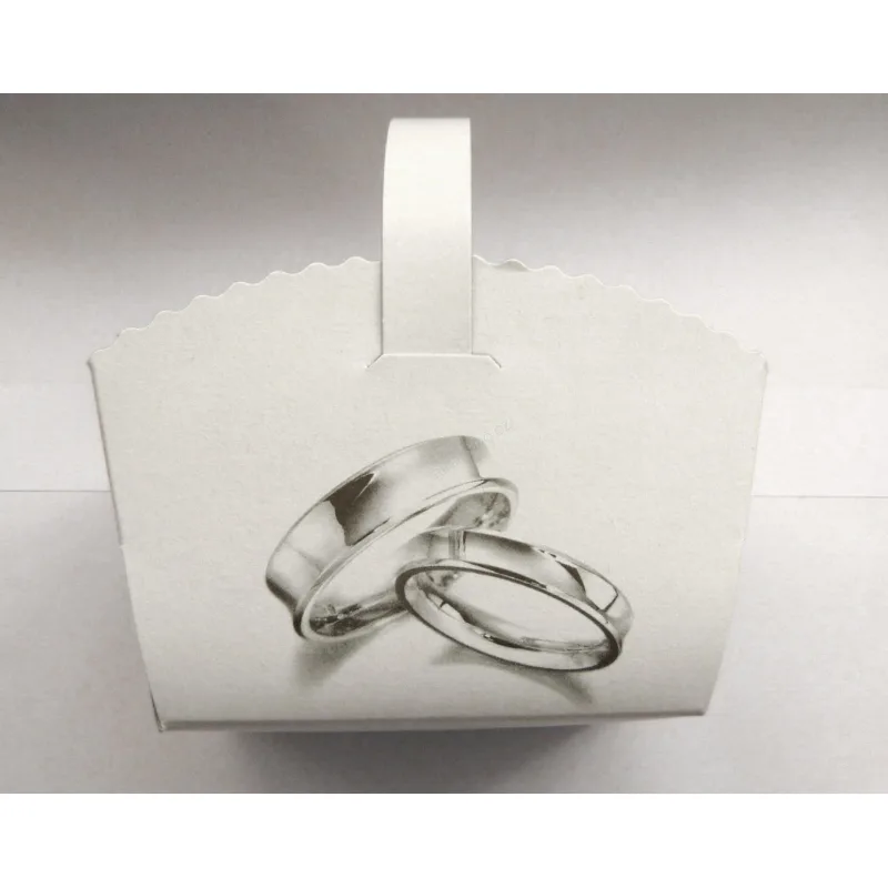 Svatební košíčky s potiskem "Stínované prstýnky" 10 x 8 x 6 cm [1 ks] (71705.6-3A,CH11A)