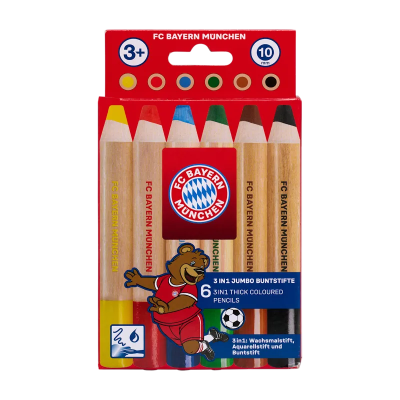 FC Bayern München - Bayern Mníchov veľké farebné ceruzky (6 ks v balení)
