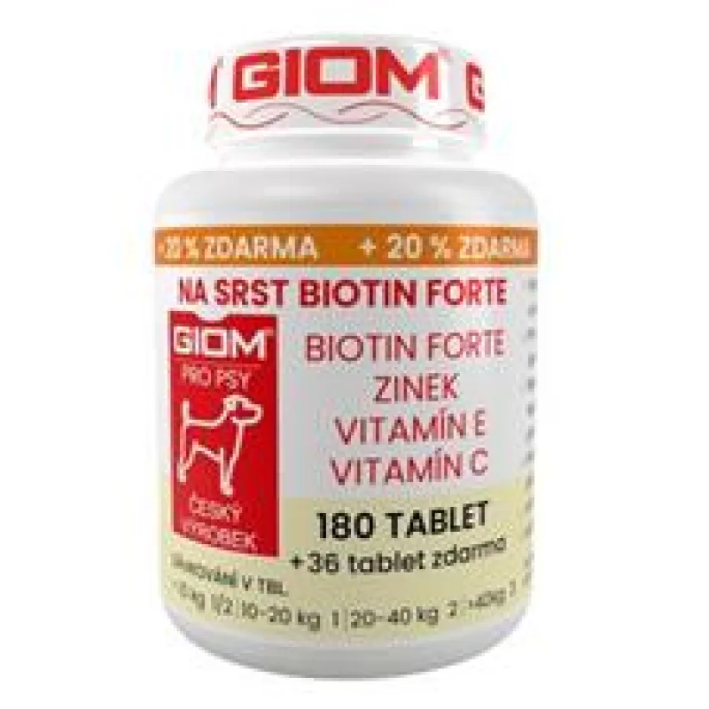 Giom pes Na srst Biotin FORTE 180 tbl + 25% zdarma