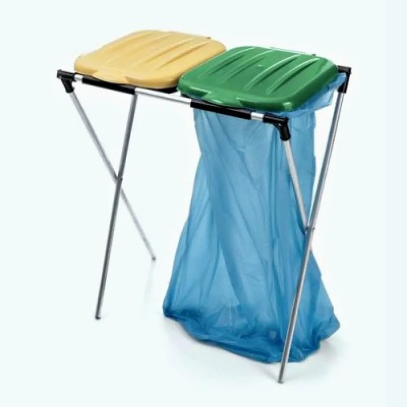 Dvojstojan na vrecia s plastovým vekom - žlté/zelené