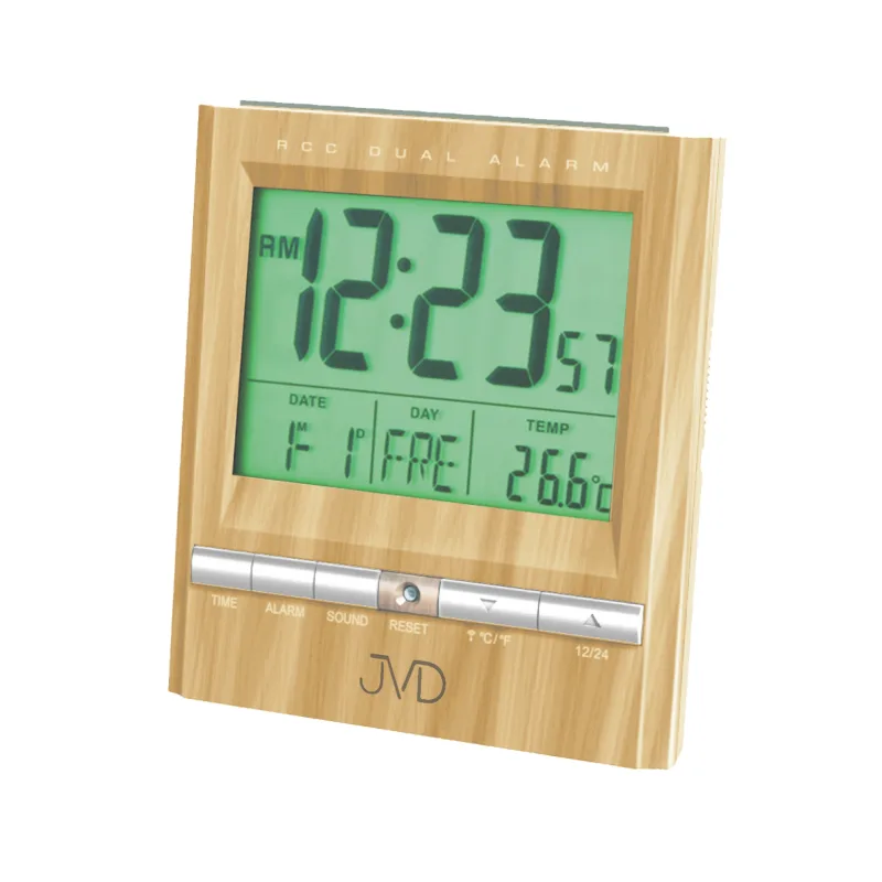 Rádiem řízený digitální budík JVD RB92.4 s měřením vnitřní teploty
