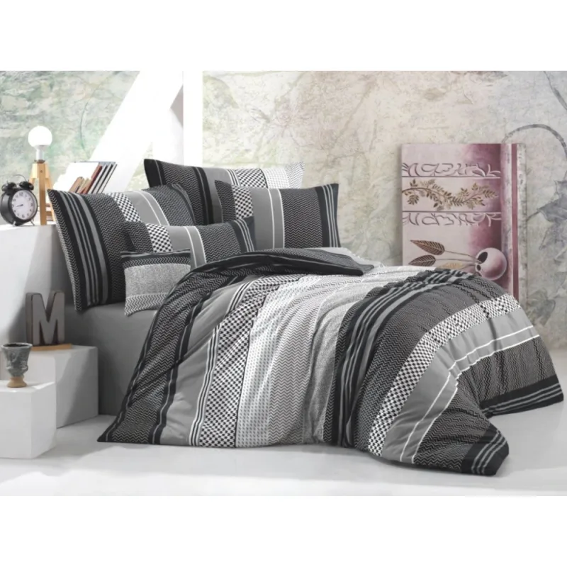 Bavlnené obliečky Sorento Black 220x240/2x70x90 cm