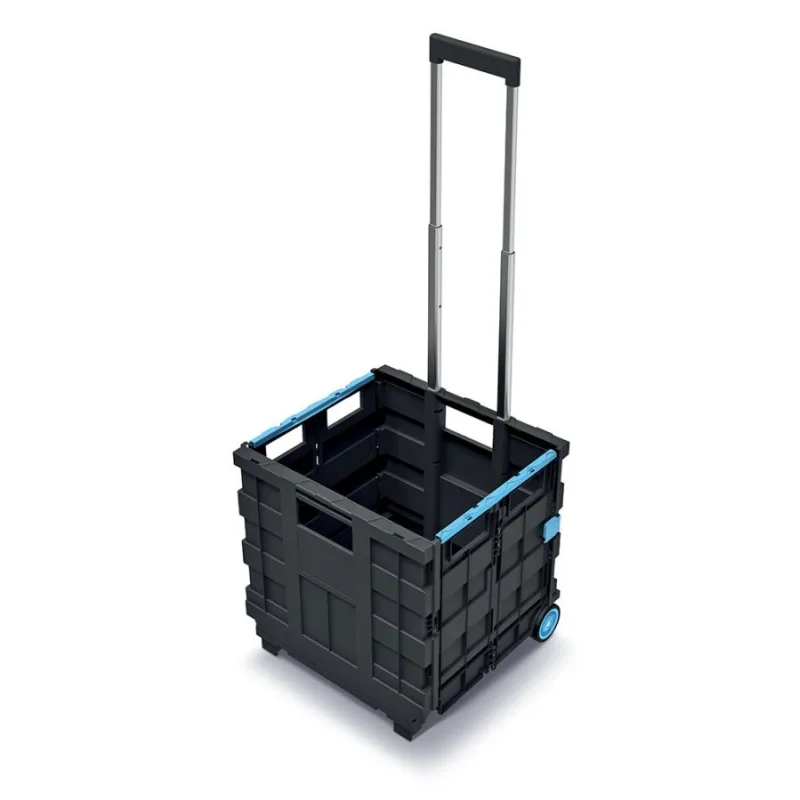 Kistenberg Skladacia prepravka bednička s rúčkou a kolieskami CART T modrá 39,6x37x100,8cm KCT4040-2717C