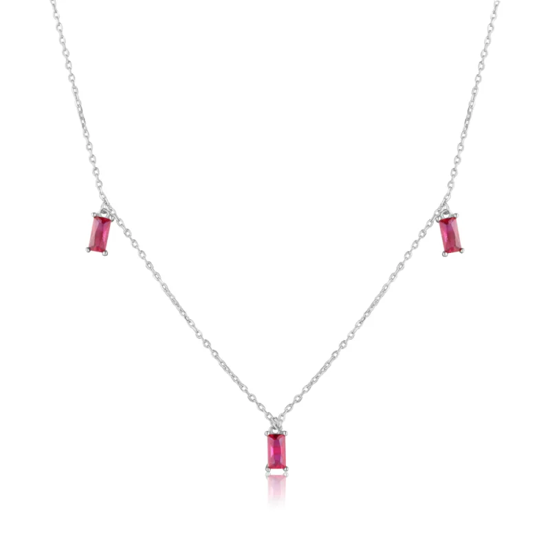 JVD Dámský stříbrný náhrdelník se zirkony a rubíny SVLN0811SH2R100