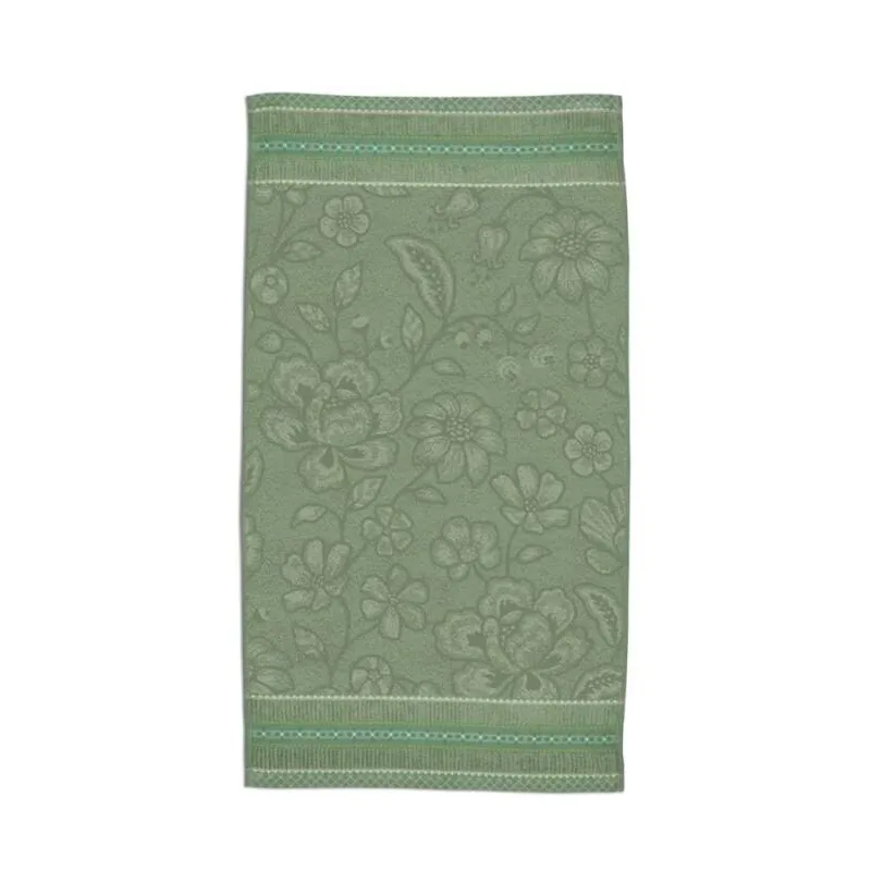 Pip Studio Jasmine Jacquard bavlněný froté ručník zelený 55x100 cm