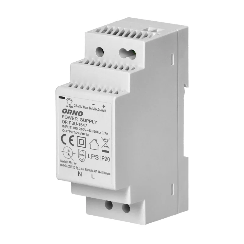 ORNO Napájací zdroj na DIN lištu 24VDC, 1A, 24W,, 2 moduly