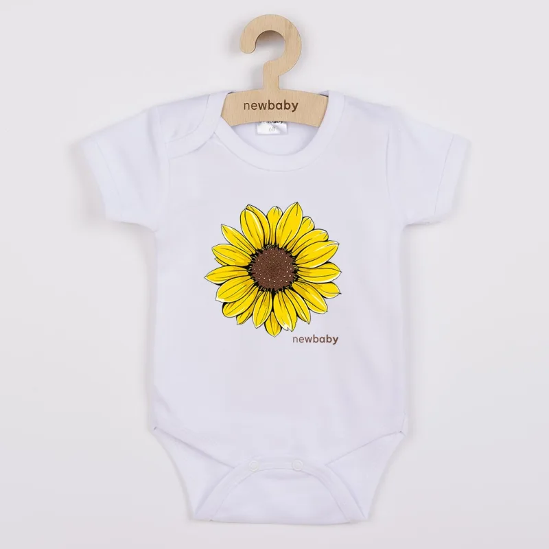 Detské body s potlačou New Baby Slnečnica - krátky rukáv