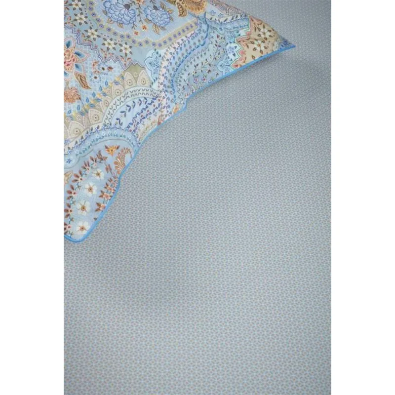 Pip Studio perkálové prostěradlo Cross Stitch 180x200 cm, šedo-modré