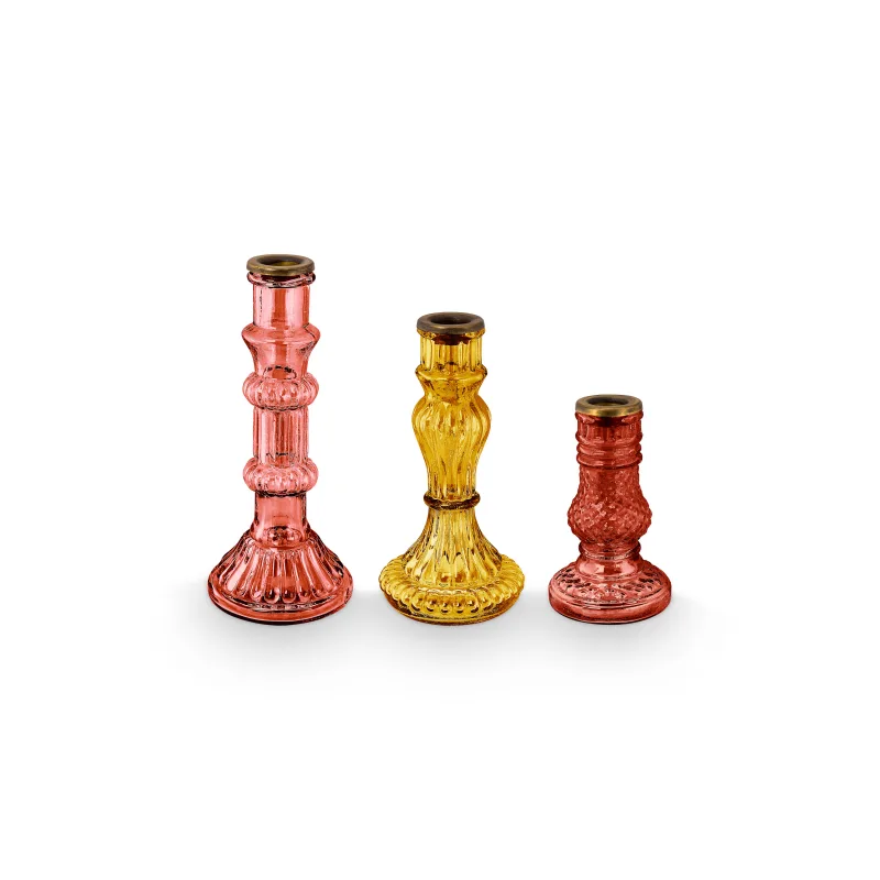 Pip Studio Sada 3 ks svícnů, růžová