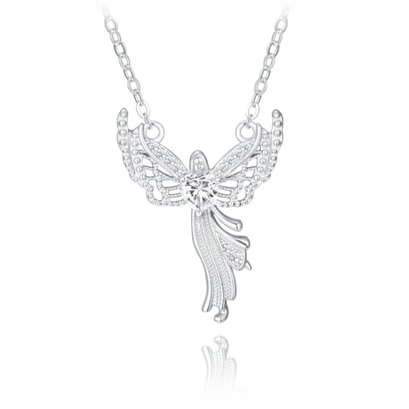 MINET Stříbrný náhrdelník ANDĚL se zirkony JMAN0461SN45