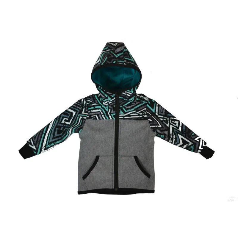 Softshellová bunda šedá s grafitmi zimná, veľ.140-152