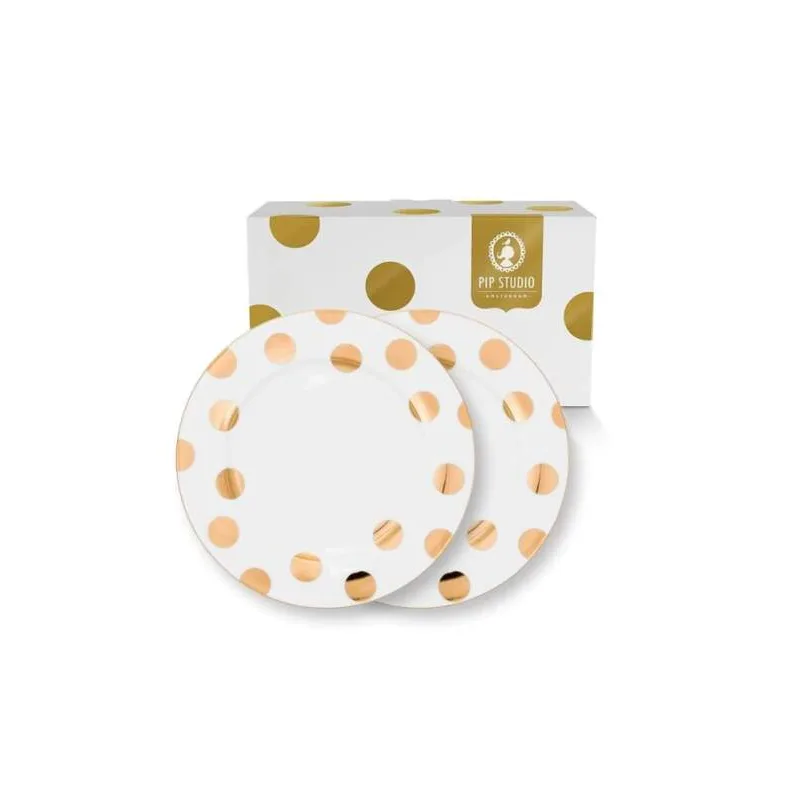 Pip Studio Dot Delight sada 2 ks talířů Ø26,5 cm, bílo-zlatý