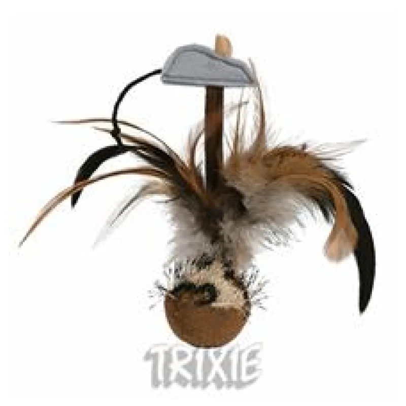 Squieky míček s peřím a myškou 15 cm 1 ks