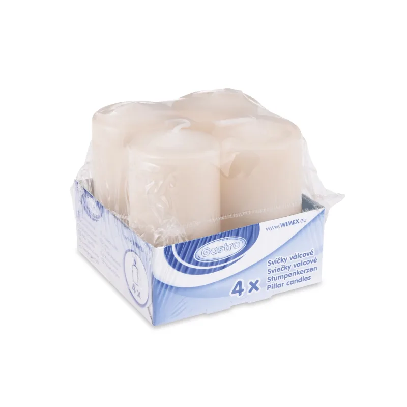 Svíčka válcová Ø 40 x 80 mm bílá [4 ks] (33100)