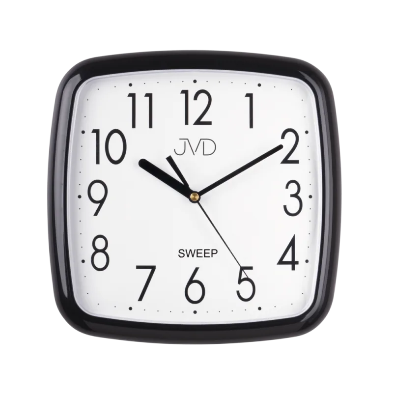 JVD Černé moderní nástěnné netikající tiché hodiny JVD sweep HP615.11