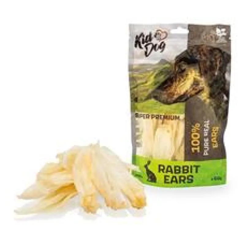 KIDDOG SUPER PREMIUM 100% přírodní králičí uši 50 g