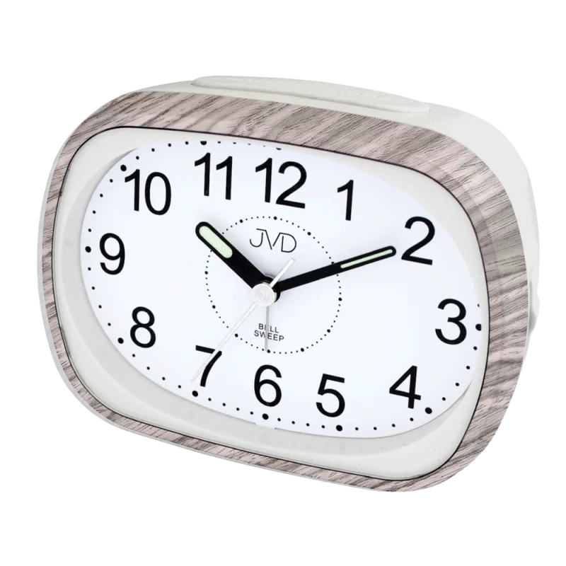 JVD Netikající tichý ručičkový budík v imitaci dřeva JVD SRP836.9
