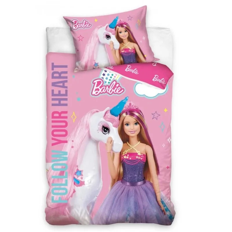 Obliečky do postieľky Barbie a Duhový Jednorožec 100x135/40x60 cm