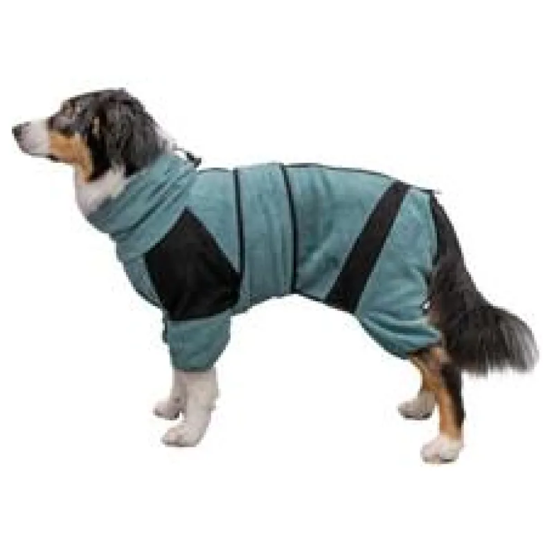 Froté župan / domácí overal pro psy, petrolejová M-L: 54 cm, pas: 58-86 cm