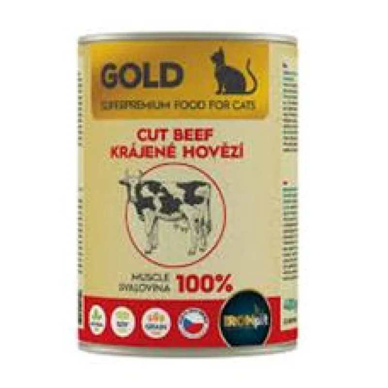 IRONpet Gold Cat Hovězí krájená svalovina, konzerva 400g