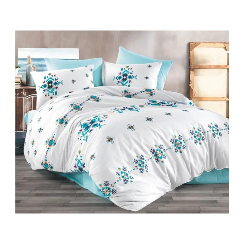 Bavlnené obliečky HIPPI Tyrkys 140x200/70x90 cm