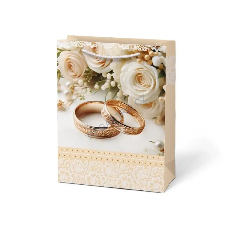 Papírová taška dárková vel.T5 SVATEBNÍ 260x320x138 mm (5252827.1)