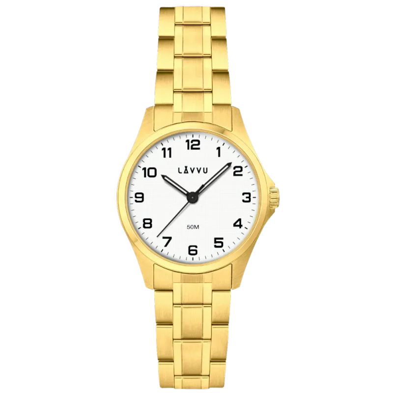 LAVVU Ocelové náramkové dámské hodinky GLIMT Gold LWL5082