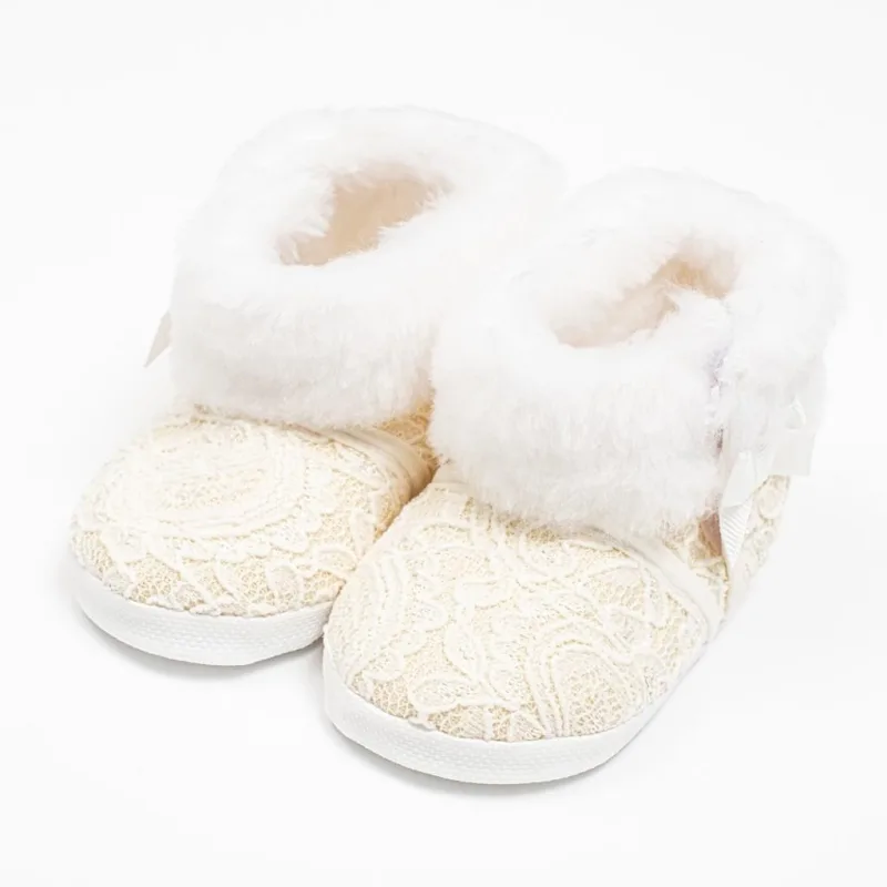 Dojčenské zimné krajkové kozačky New Baby 0-3 m béžové