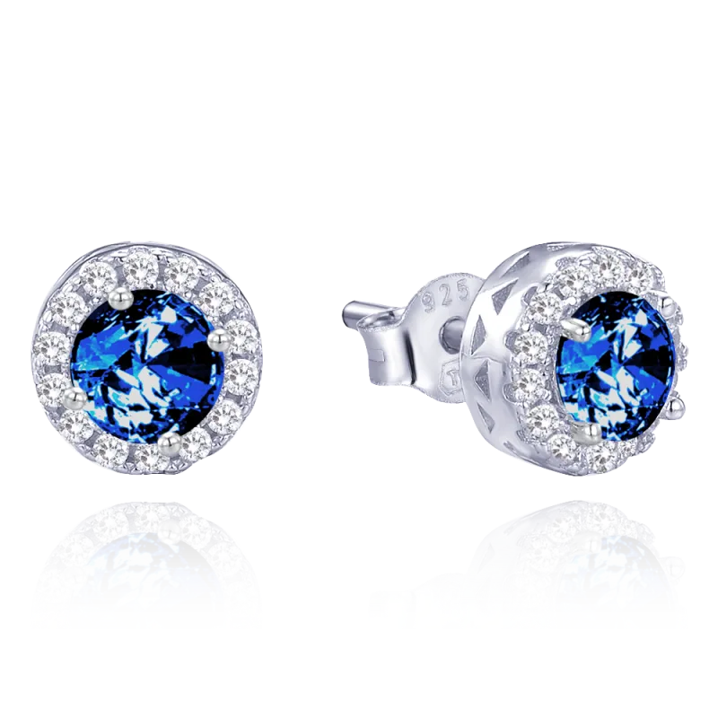 MINET Elegantní stříbrné náušnice s bílými a modrými zirkony JMAS0268BE00