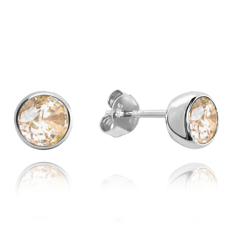 MINET Stříbrné náušnice PECKY se žlutými zirkony