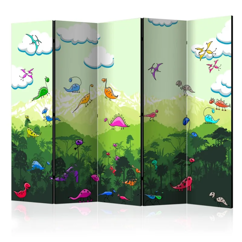 Artgeist Paraván - Colorful Dinosaurs II [Room Dividers]