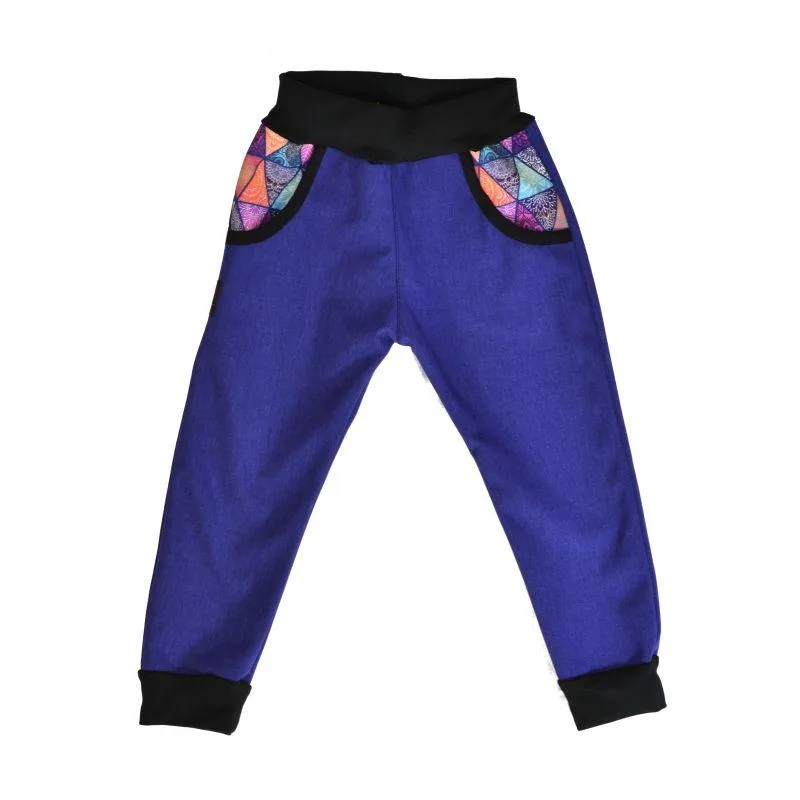 Detské nohavice softshellové fialová/mandaly, veľ. 122-134