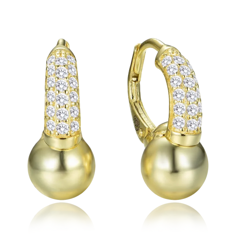 MINET Elegantní pozlacené stříbrné náušnice se zirkony