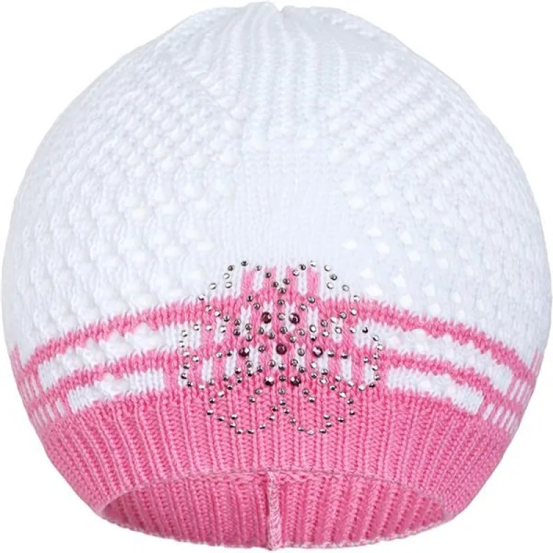 Pletená čiapočka New Baby kytička ružová