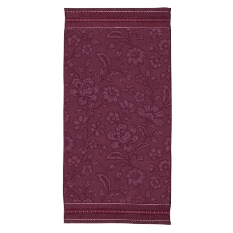 Pip Studio Jasmine Jacquard bavlněná froté osuška tmavě růžová 70x140 cm